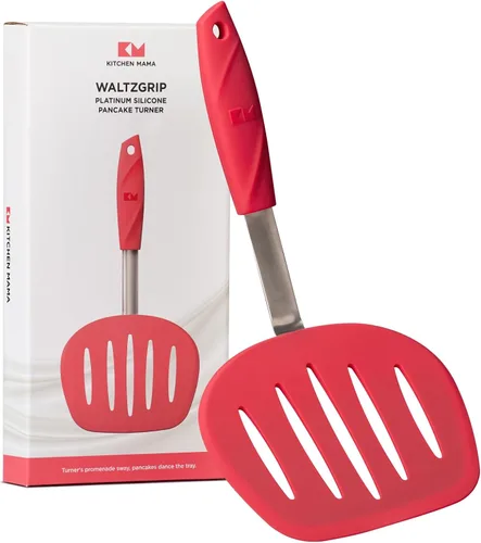 Vista 9 de Kitchen Mama WaltzGrip Platinum Espátula de Silicona para Tortitas y Volteador: Resistente al Calor, Flexible, Núcleo de Acero Inoxidable