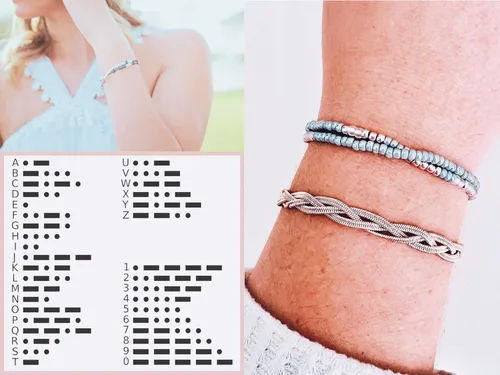 Vista 6 de Keep Her Safe Day And Night Morse Code Beaded Wrap Bracelet for Law Enforcement Mother, Unique Gift for Mom Wife Girlfriend Grandma Sister Best