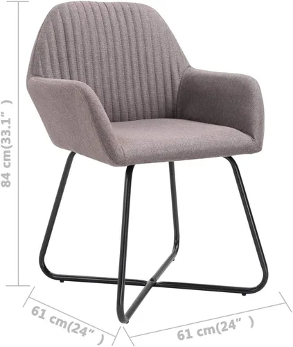 Vista 2 de Modern Dining Chairs Set of 2 Taupe Fabric Upholstered Seats with Sturdy Steel Legs for Kitchen Living Room and Farmhouse Decor