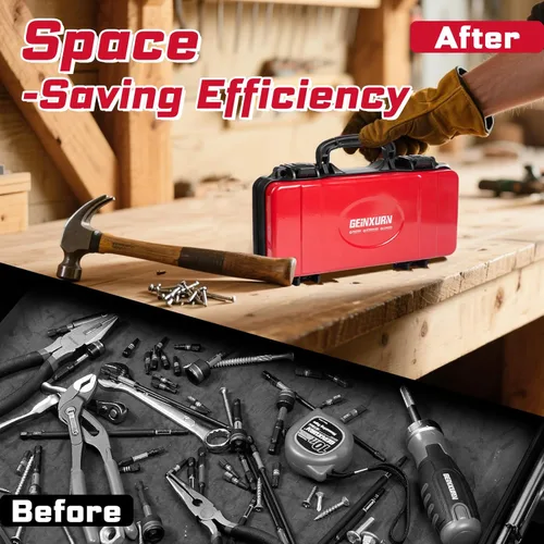 Vista 7 de Geinxurn Organizador de herramientas de acero de 11 pulgadas, 2 piezas, caja roja y negra, almacenamiento de herramientas ABS portátil duradero