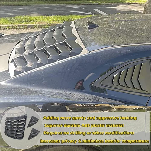 Vista 7 de Rejilla para ventanas traseras y laterales para Chevrolet Chevy Camaro LS LT SS 2010 2011 2012 2013 2014 2015, mate negro, parabrisas Scoop Louvers