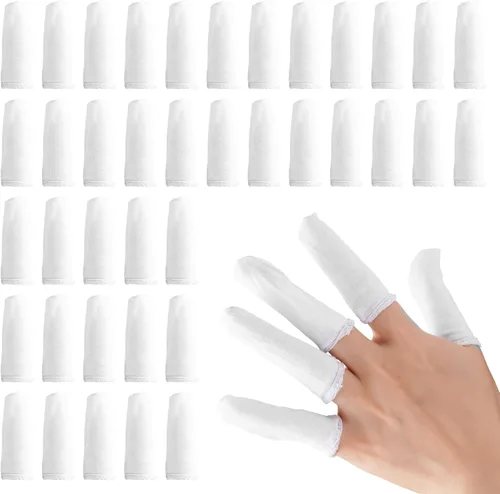 Vista 10 de EORTA, 100 unidades, material de algodón con protectores de dedos elásticos, protectores de dedos, dedos del pie, pulgar, mangas, cómodo