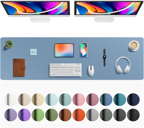 Vista 60 de Aothia - Protector de escritorio de cuero sintético, base para mouse y cubierta antideslizante, superficie impermeable para laptop y escritura
