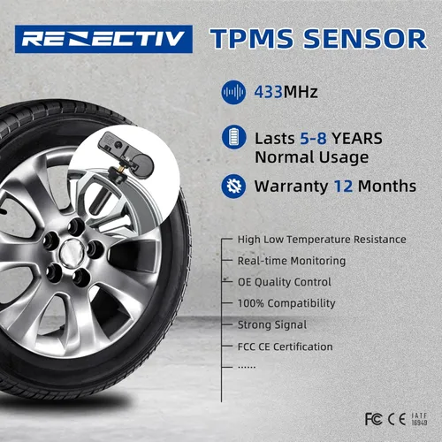 Vista 3 de Sensor TPMS, sensor de monitoreo de presión de neumáticos de 433 Mhz apto para Chrysler Jeep Dodge Ram Reemplazo # 56029398AB (paquete de 4)