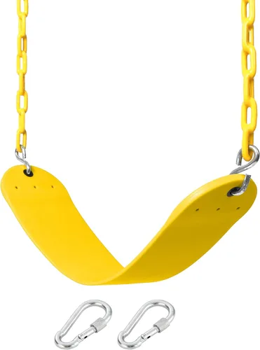 Vista 10 de Asiento de columpio rosa - Cadena resistente con revestimiento de plástico - Juego de accesorios de repuesto para columpio de parque infantil, juego