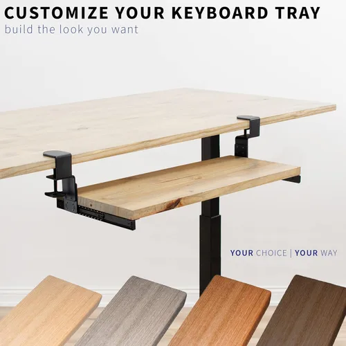 Vista 2 de VIVO Juego de abrazadera ajustable en altura y riel de 12 pulgadas para bandejas de teclado de madera personalizadas DIY (bandeja no incluida), riel
