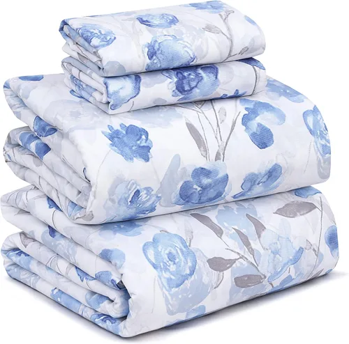Vista 62 de RUVANTI Sábanas 100% algodón percal tamaño Queen, diseño floral refrescante y transpirable, duraderas, con una sensación nítida, suave y cómoda