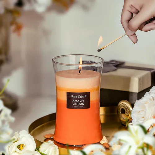 Vista 4 de HomeLights - Velas de 3 capas para el hogar, velas perfumadas de cera de soja natural de 21.52 onzas que queman hasta 100 horas, tarro grande