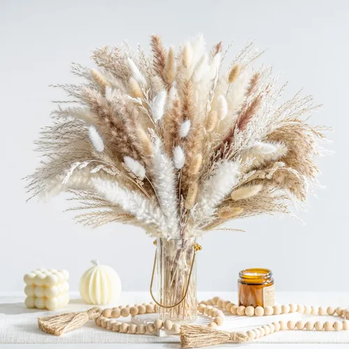 Vista 7 de 70 UNIDADES Hierba de Pampa Seca Natural Estilo Boho para Decoración del Hogar Ramo de Phragmites Flores Secas para Arreglos Florales de Boda