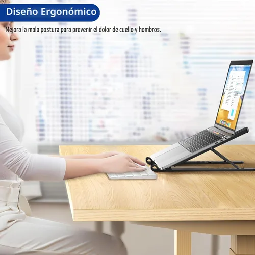 Vista 3 de BESIGN LS01 Pro - Soporte ergonómico para laptop, elevador de plástico para laptop, soporte portátil y ajustable para computadora portátil Negro