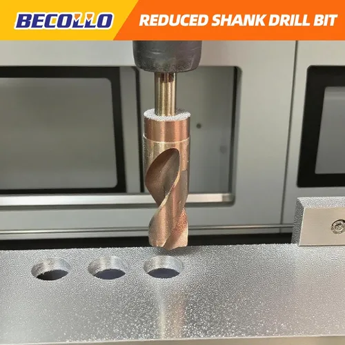 Vista 7 de Broca de cobalto de 1 pulgada, vástago reducido de 1/2 pulgada con 3 planos, adecuada para perforar en metal duro, acero inoxidable, hierro fundido