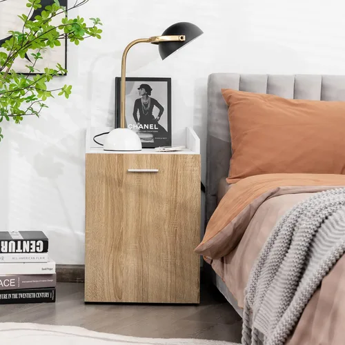 Vista 2 de ORALNER Gabinete de llenado móvil, soporte de madera para impresora con ruedas con 2 cajones y puerta, cajón debajo del escritorio para colgar