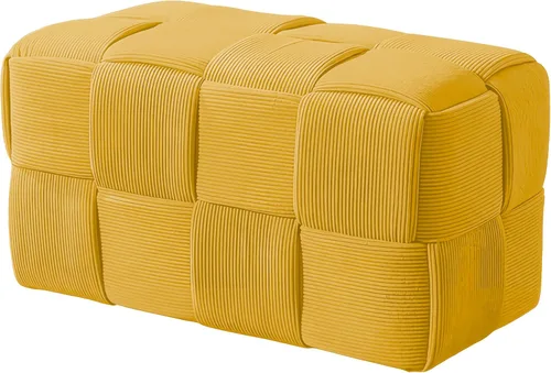 Vista 11 de Cmishe Reposapiés Otomano Suave y Cómodo Reposapiés Cuadrado de Corduroy con Diseño Tejido para Sofá (Negro)