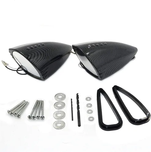 Vista 8 de Espejos laterales de visión trasera LED para cerdo de montaje lateral compatibles con la mayoría de los modelos de motocicletas japonesas