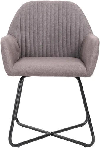 Vista 4 de Modern Dining Chairs Set of 2 Taupe Fabric Upholstered Seats with Sturdy Steel Legs for Kitchen Living Room and Farmhouse Decor