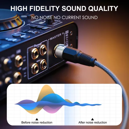 Vista 5 de Cable XLR de 3 pies/2 unidades, cable de micrófono Nylong trenzado equilibrado XLR macho a hembra, cables de conexión de micrófono de alta