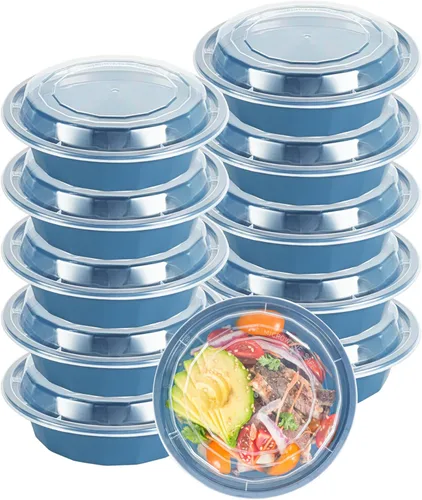 Vista 24 de Asporto - Cajas para llevar de 16 onzas, 50 recipientes de alimentos para llevar para microondas, tapas de plástico transparente incluidas, no Negro