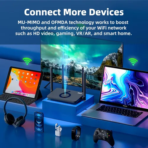 Vista 4 de DBIT AX1500 WiFi 6 Router de Internet inalámbrico de doble banda, velocidad inalámbrica de hasta 1.5 Gbps con 4* puertos Gigabit Ethernet