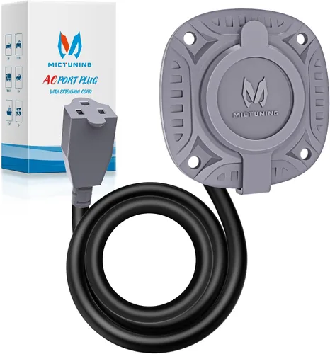 Vista 10 de MICTUNING Enchufe de puerto de CA 10A-15A, enchufe de entrada de alimentación de 125 V con cable de extensión integrado de 20 pulgadas y cubierta