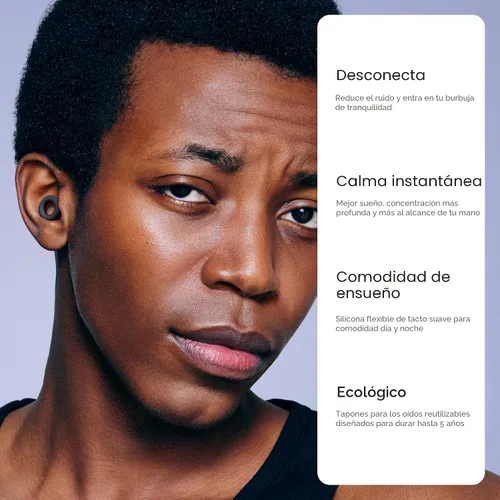 Vista 2 de Loop Quiet 2 Tapones para los oídos – Ultracómodos, reutilizables, reducción de ruido de 24dB (SNR) para dormir, concentración profunda, viajes Negro