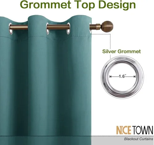 Vista 346 de NICETOWN - Divisor de habitación, cortina opaca divisora de habitación con función de aislamiento térmico, panel para puerta corredera o patio