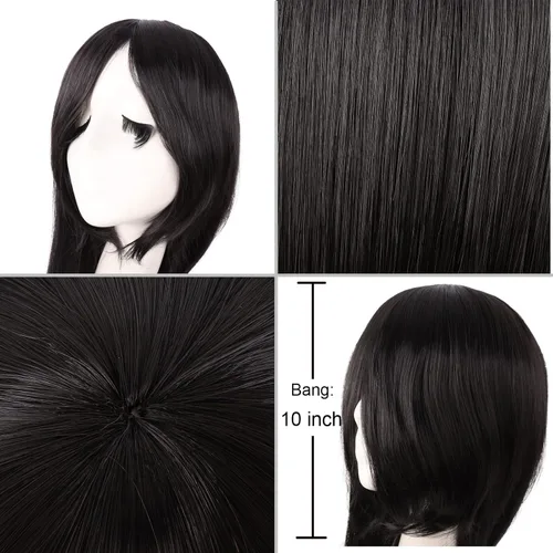 Vista 4 de MapofBeauty - Peluca para anime de 40 pulgadas de largo y lisa, con flequillo oblicuo, para fiesta de cosplay (rubio)