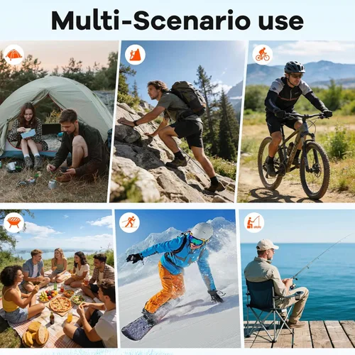 Vista 9 de ERRBBIC Cargador solar de 20000 mAh, cargador inalámbrico portátil, batería externa de carga rápida de 15 W con linterna dual y salidas USB C