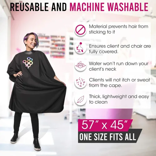 Vista 3 de FRAMAR Capa de corte de pelo profesional - Capas de corte de pelo para adultos, capa de salón para corte de cabello, capa de peluqueria profesional