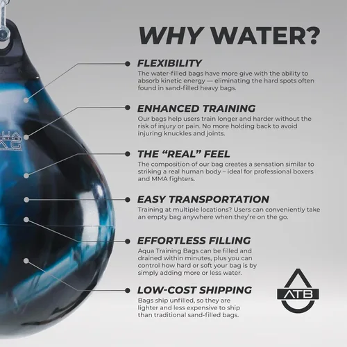 Vista 2 de Bolsa de Entrenamiento Aqua 21" 190 Libras Bolsa de Boxeo Pesada Fabricada en EE. UU. y Construida para Durar Más Suave
