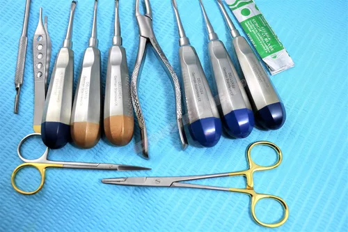 Vista 7 de Juego de 23 instrumentos de extracción dental veterinaria alemán prémium