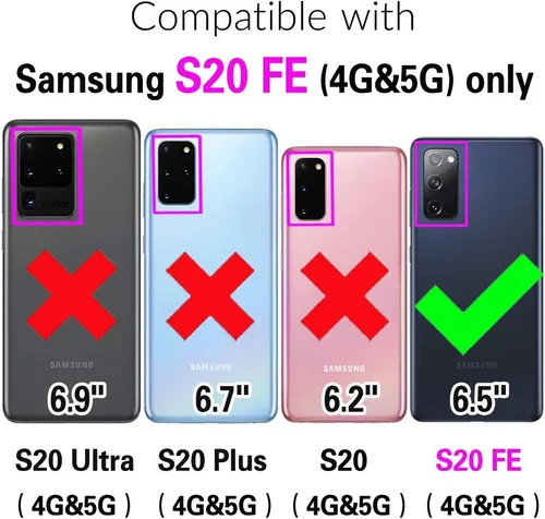 Vista 2 de Asuwish Compatible con Samsung Galaxy S20 FE Gaxaly S 20 FE 5G UW 6.5 pulgadas Funda tipo cartera de vidrio templado con tapa para Glaxay S20FE5G