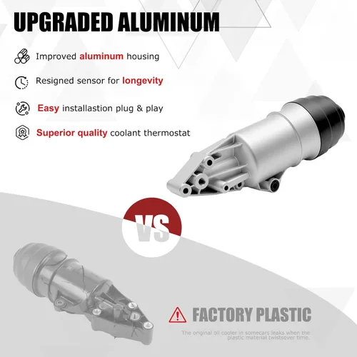 Vista 3 de Carcasa de Filtro de Aceite de Aluminio Mejorada Compatible con Audi A4 2005-2008 A5 2008-2014 A6 A7 A8 Quattro Q5 Q7 2010-2015 RS5 S4 S5 SQ5