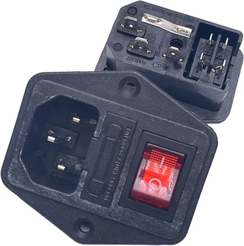Vista 4 de CESS Enchufe de alimentación de CA con interruptor, fusible y lámpara, montaje en chasis/panel - toma de corriente alterna y fusible y swtich