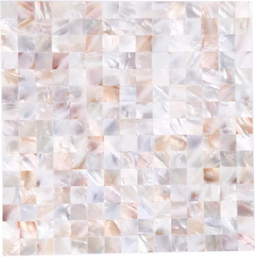 Vista 7 de 1 hoja de azulejos de conchas de perlas para despegar y pegar, azulejos de pared autoadhesivos para cocina, baño, dormitorio