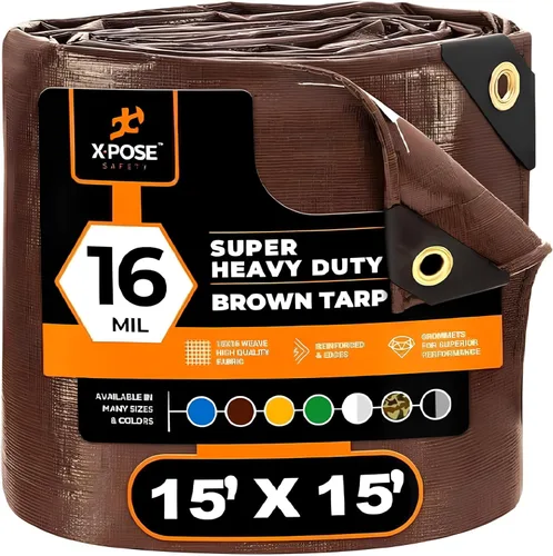 Vista 24 de Xpose Safety - Lona protectora de polietileno de 4 x 20 pies, 16 mil o 0.4mm de grosor, resistente y reforzada para evitar desgarros, resistente a