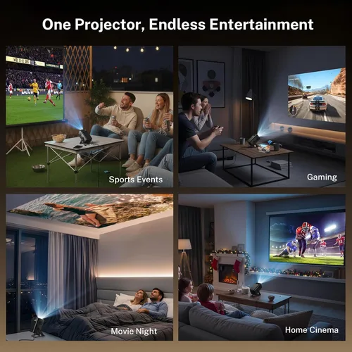 Vista 11 de Mini proyector para dormitorio con WiFi y Bluetooth bidireccional 1080P 4K soporte inteligente Android 11 OS Keystone automático compatible