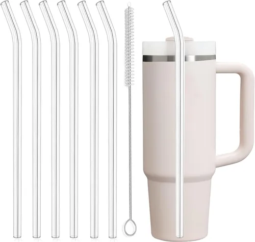 Vista 9 de Paquete de 6 popotes transparentes de repuesto para vaso Stanley de 20 onzas y 14 onzas, popotes reutilizables de plástico para vaso Yeti de 30