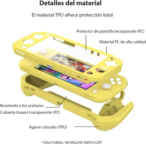 Vista 5 de Switch Lite - Funda protectora para Nintendo Switch Lite, funda protectora de pantalla compatible con Nintendo Switch Lite, funda de agarre de mano