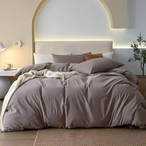 Vista 22 de JIYUAN - Juego de 3 piezas de 1 funda de edredón de algodón 100% lavado de 90x90 pulgadas (relleno no incluido) y 2 fundas de almohada, cómodo