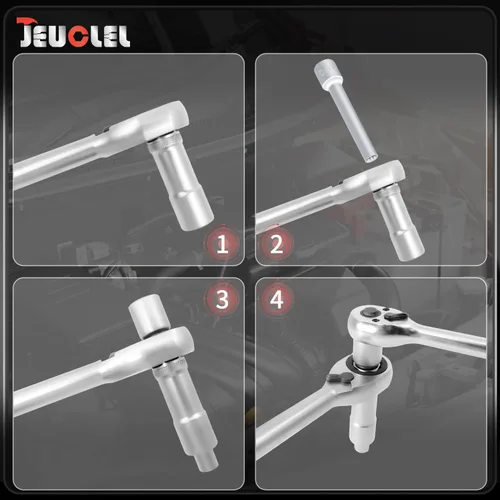 Vista 5 de Juego de 18 piezas de herramienta de extracción de tuerca de puntal de amortiguador de suspensión, juego de trinquete y llave de 1/2 pulgada