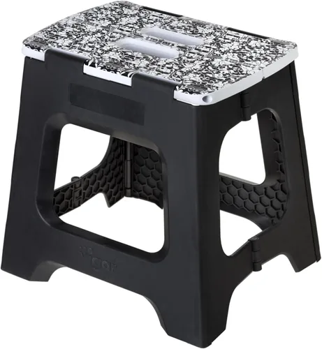 Vista 40 de Vigar Taburete plegable compacto, 10-1/2 pulgadas, ligero, capacidad de 330 libras, antideslizante taburete plegable, cuerpo de terrazo