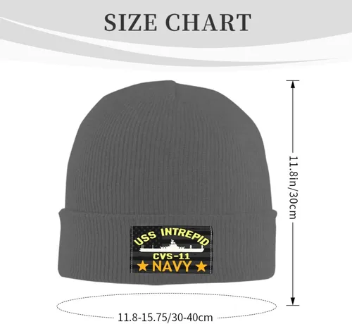 Vista 3 de LEILEIflag USS Intrepid Cvs-11 - Gorro de punto para invierno, color negro