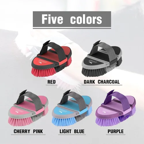 Vista 5 de Harrison Howard Cepillo de aseo de caballos de acabado flexible, flexible, agarre cómodo, rosa cereza