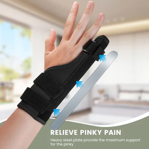 Vista 3 de Férula de dedo meñique mejorada, férulas de dedo gatillo para dedo meñique, soporte de muñeca para tendinitis de artritis del túnel carpiano