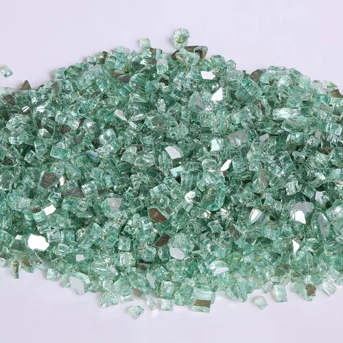 Vista 6 de Empava Vidrio templado reflectante de 10 libras de 1/4 pulgadas para fogata de gas, verde jade radiante
