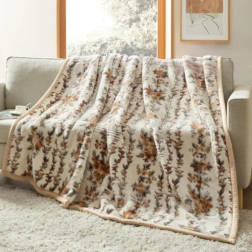Vista 11 de Nestl Manta de invierno de forro polar de terciopelo – 2 capas de estilo coreano pesado y cálido – reversible estampado Raschel Queen – Resistente a