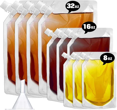 Vista 9 de Frascos de Plástico-Corredores de Ron Bolsas de Licor de Plástico para Colar Alcohol, A Prueba de Fugas, Sin BPA, Kit de Frasco de Viaje de Jugo