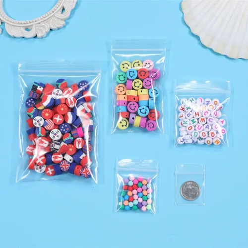 Vista 3 de 200 bolsas de 1 x 1 pulgada, gruesas, de 2,4 mil, pequeñas, transparentes, con cierre de cremallera, bolsas de polietileno, bolsas de plástico