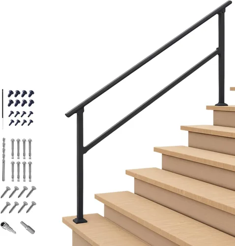 Vista 10 de Barandales de exteriores para escaleras, hierro forjado color negro (2 escalones)