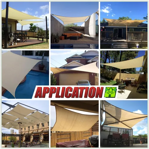 Vista 3 de ColourTree TAPR0814 Toldo de tamaño personalizado de 6 x 6 pies, parasol rectangular de vela, con franjas rojas y blancas, bloquea los rayos UV